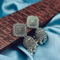 Darshana Jewels Classic Oxidised Plated Jhumki Earrings