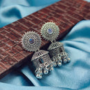 Darshana Jewels Classic Oxidised Plated Mirror Jhumki Earrings