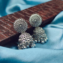 Darshana Jewels Classic Oxidised Plated Flower Jhumki Earrings