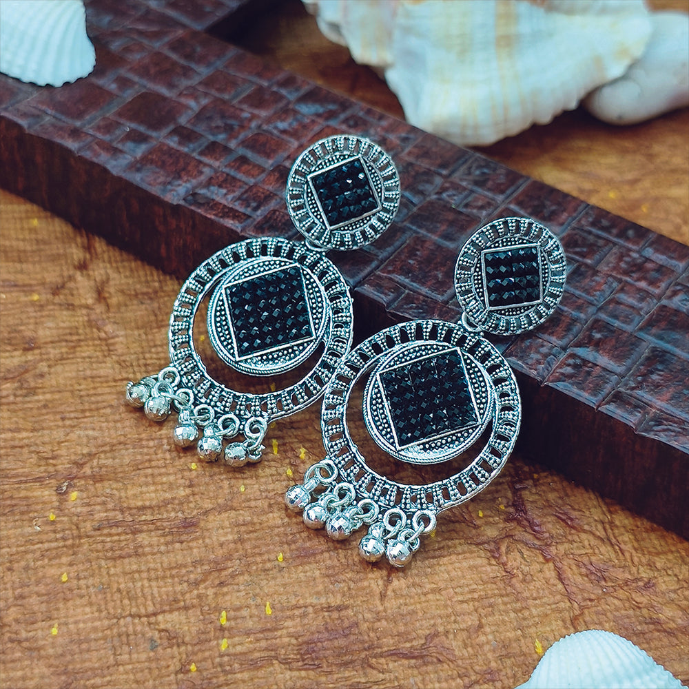Darshana Jewels Classic Oxidised Plated Austrian Dangler Earrings