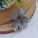 Darshana Jewels Classic Oxidised Plated Flower Jhumki Earrings