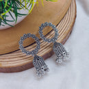 Darshana Jewels Classic Oxidised Plated Flower Jhumki Earrings