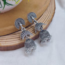 Darshana Jewels Classic Oxidised Plated Peacock Jhumki Earrings
