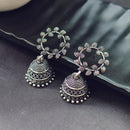 Darshana Jewels Classic Oxidised Plated Leaf Pattern Jhumki Earrings