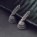 Darshana Jewels Classic Oxidised Plated Leaf Pattern Jhumki Earrings