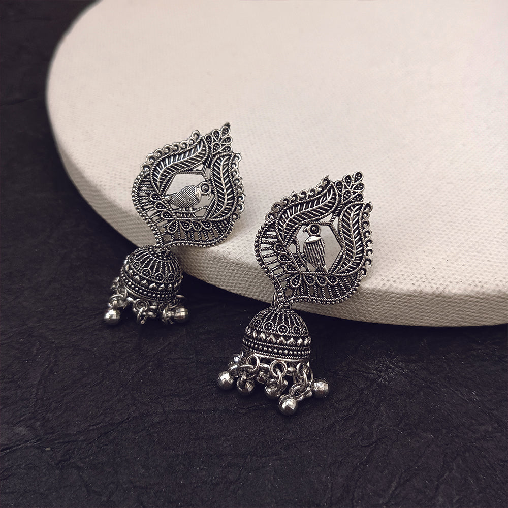 Darshana Jewels  Oxidized Plated Jhumki Earrings - 1320039(Pack of  6)