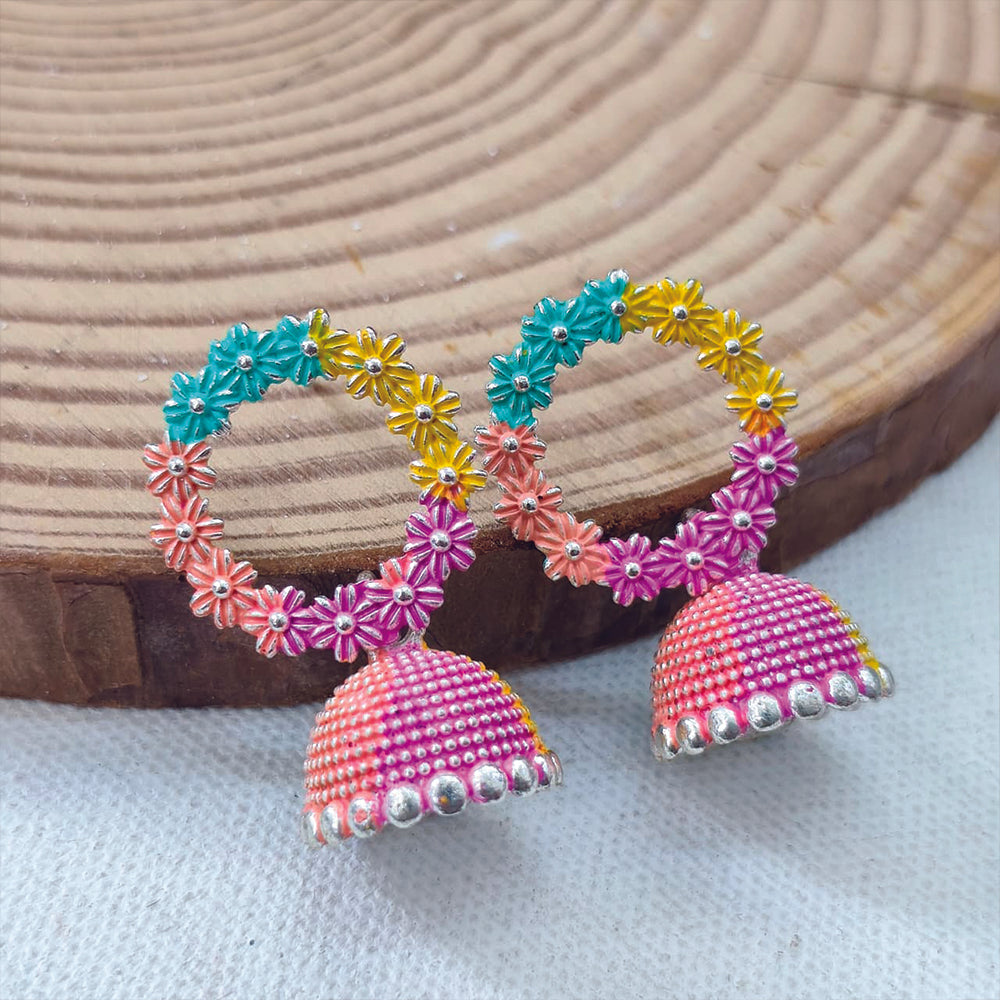 Darshana Jewels Multi Meenakari Jhumki Earrings