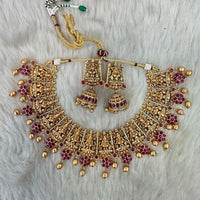 Darshana Jewels Kundan Stone And Pearl Temple Necklace Set