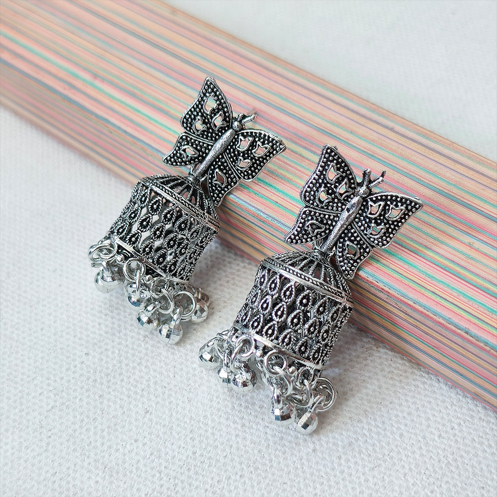 Darshana Jewels  Oxidised Plated Butterfly Jhumki Earrings(Pack of  6)