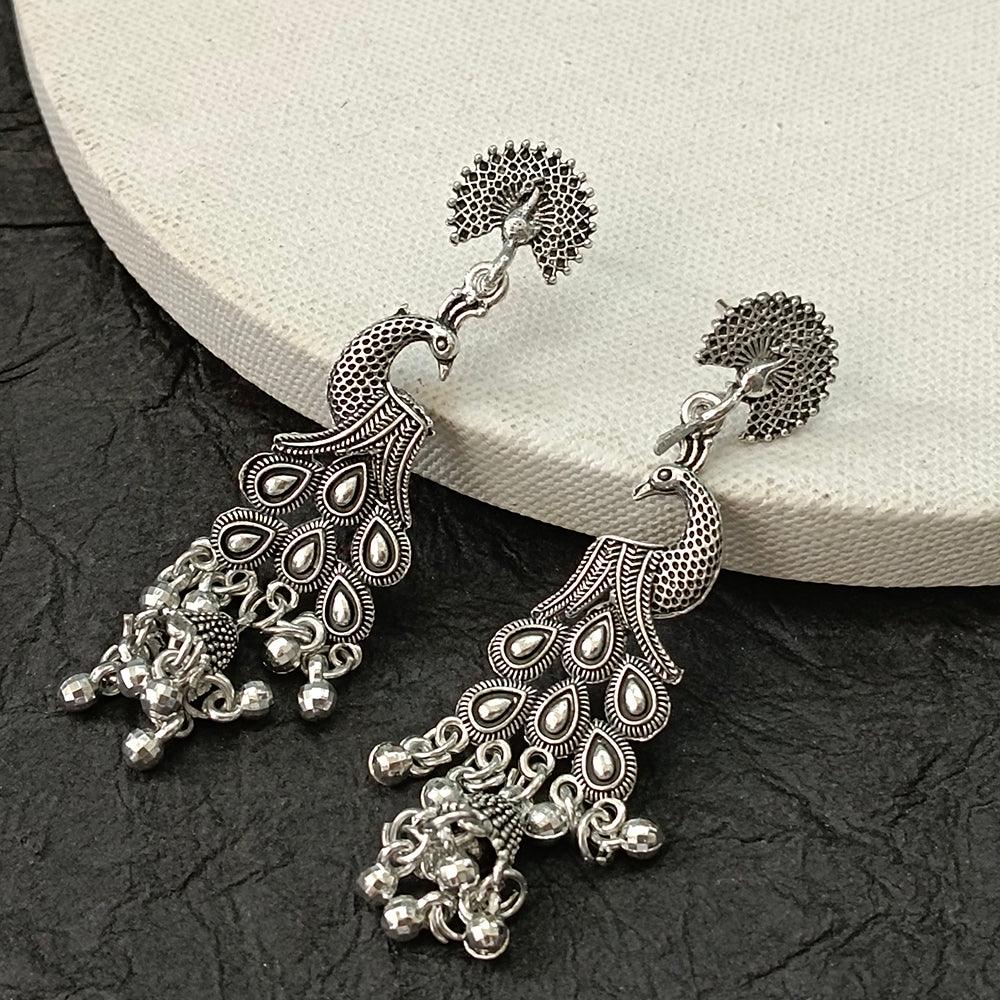 Darshana Jewels  Oxidised Plated Peacock Design Earrings(Pack of  6)