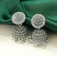 Darshana Jewels  Oxidised Plated Floral Jhumki Earrings