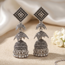 Urthn Oxidised Silver Traditional Jhumka Earrings for Women(Pack of 6)