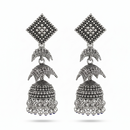 Urthn Oxidised Silver Traditional Jhumka Earrings for Women(Pack of 6)