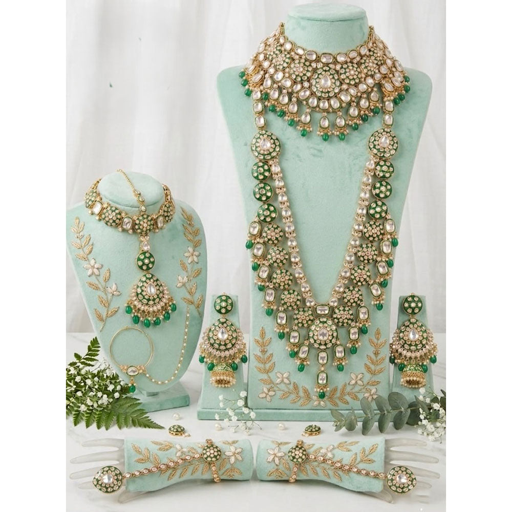 Darshana Jewels Kundan Stone Meenakari Bridal Jewellery Set