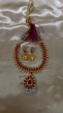 Darshana Jewels Exclusive Pota Stone And Pearl Necklace Set