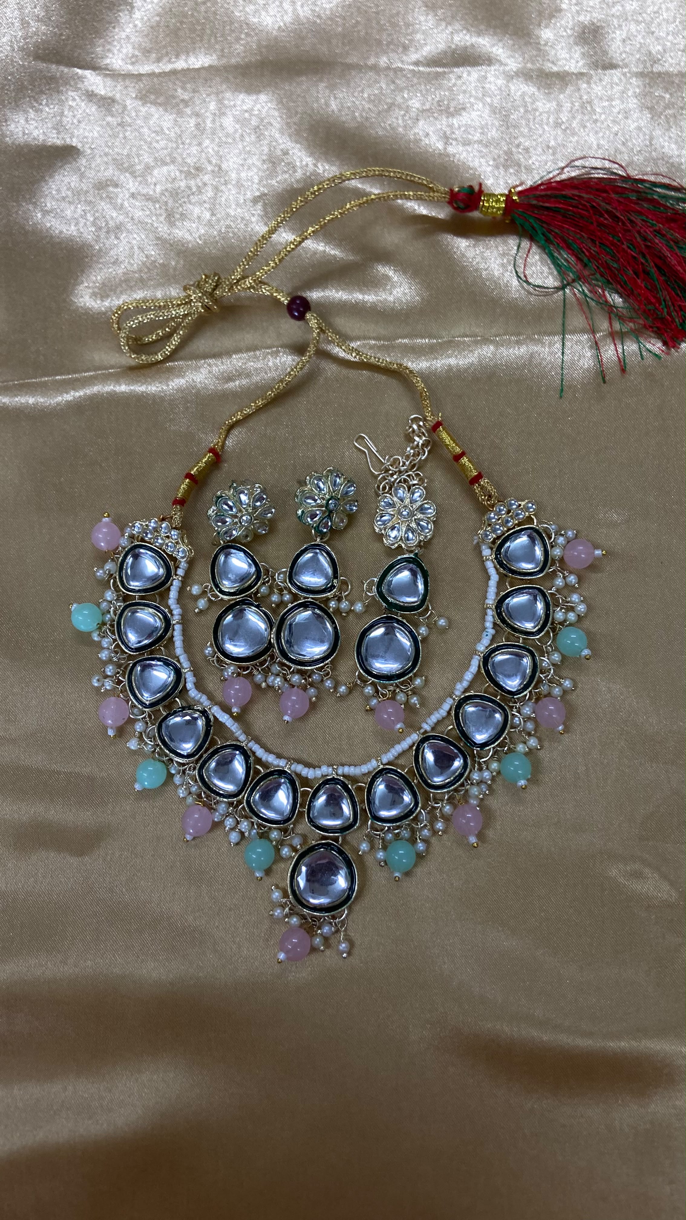 Darshana Jewels Classic Kundan Stone Pearl And Beads Necklace Set
