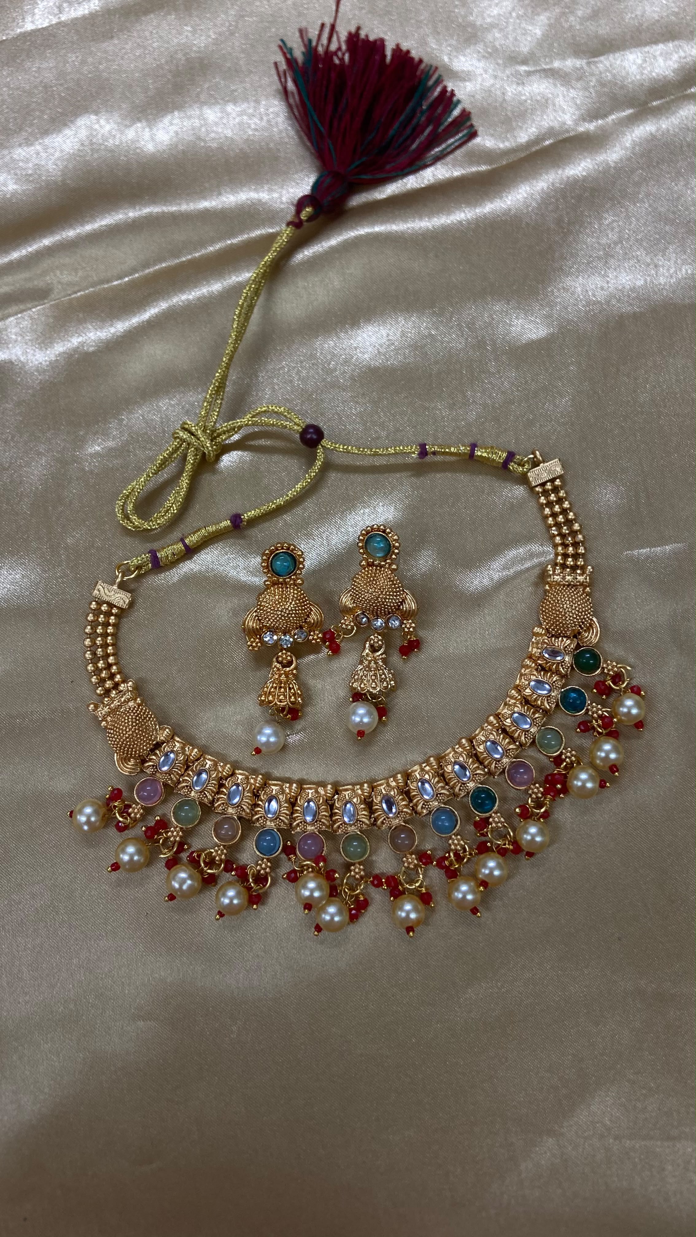 Darshana Jewels Designer Kundan And Austrian Stone Beads Necklace Set