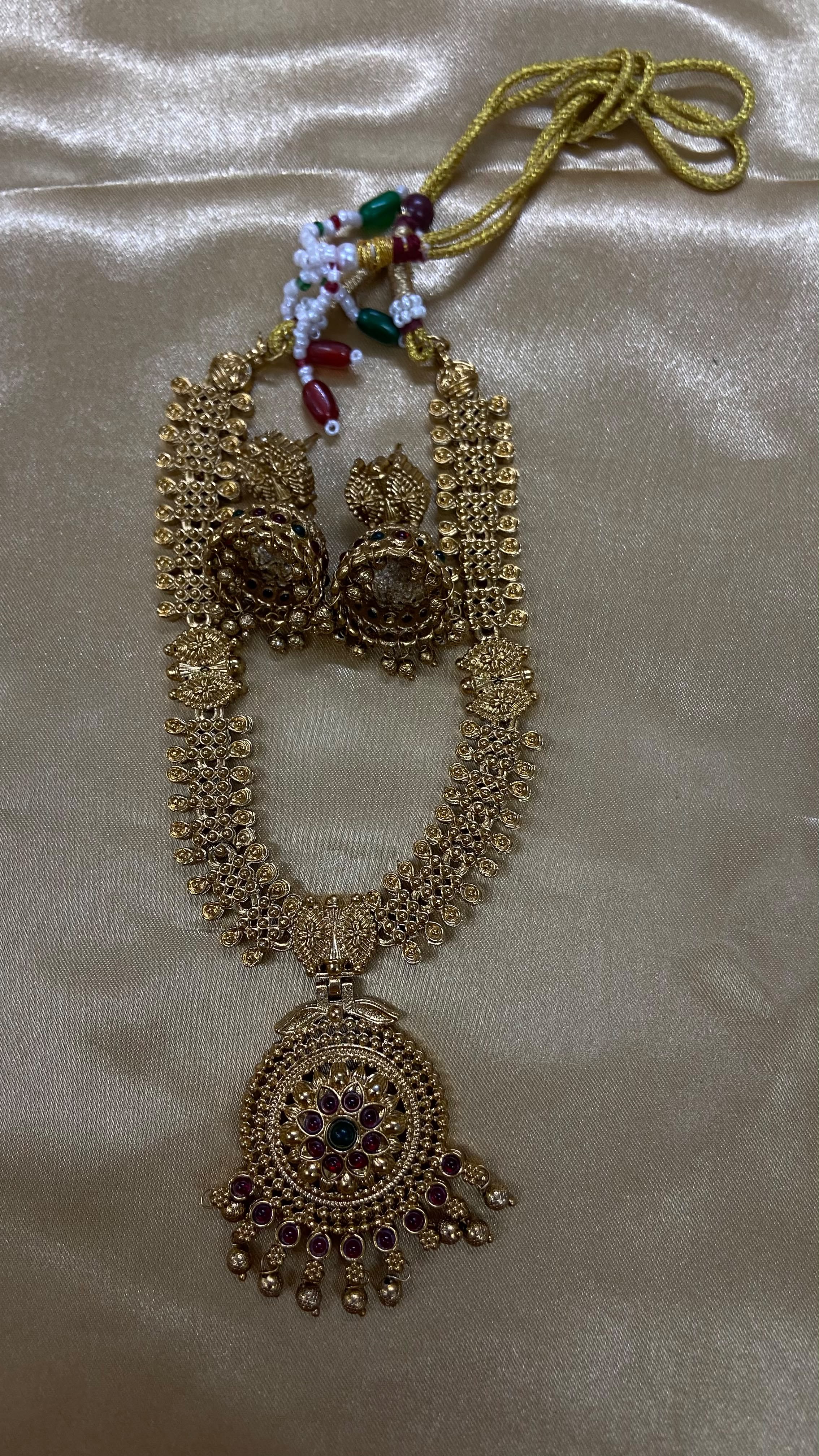 Darshana Jewels Exclusive Pota Stone And Pearl Necklace Set