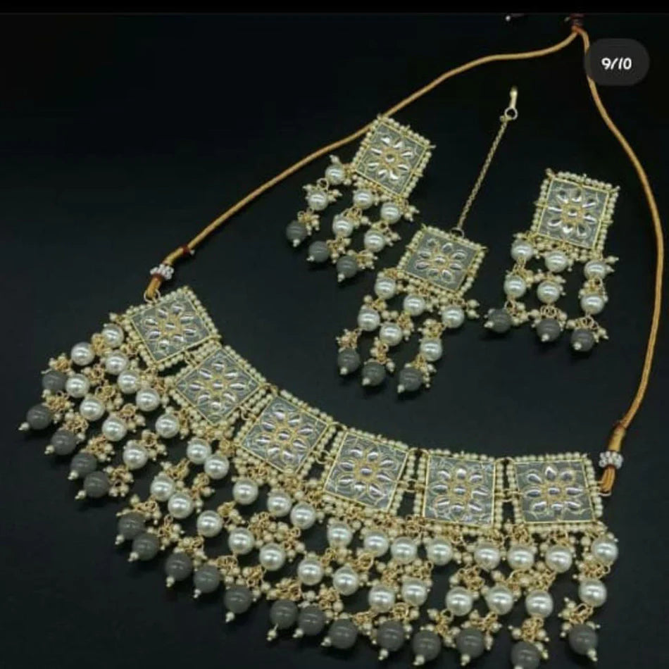 Darshana Jewels Designer Kundan Stone Beads Choker Necklace Set