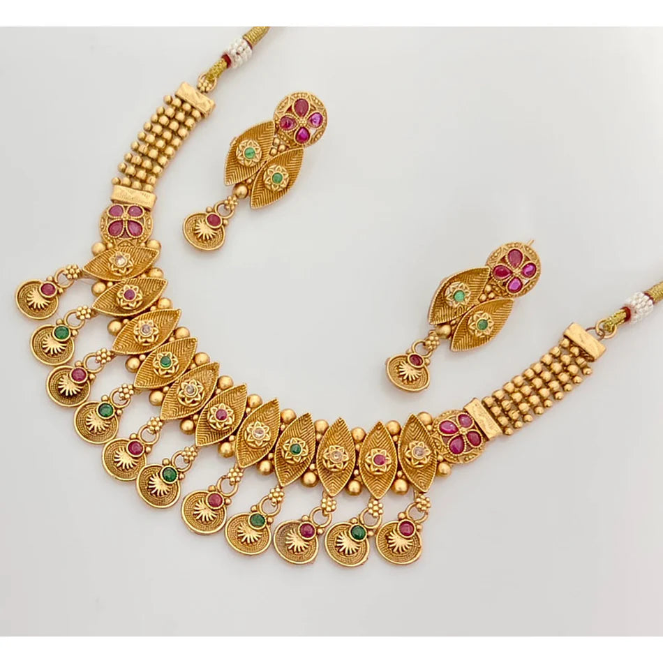 Darshana Jewels Exclusive Pota Stone Necklace Set