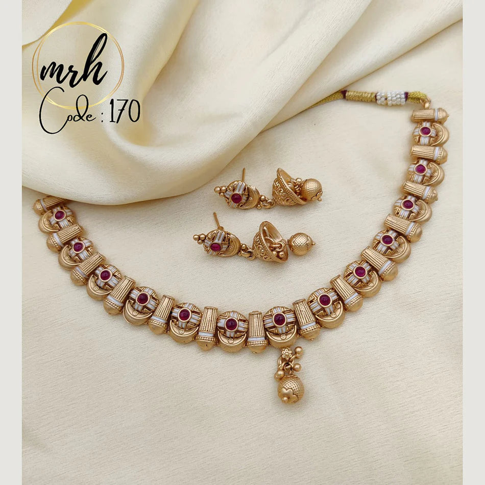 Darshana Jewels Exclusive Pota Stone And Pearl Meenakari Necklace Set