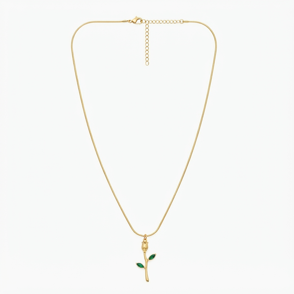 Darshana Jewels Stylish Gold Plated Tulip Flower Chain Pendant