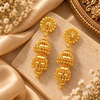 Urthn Traditional Gold Plated Double Layer Jhumki Earrings | Designer Indian Earrings for Women & Girls( Pack of 6)