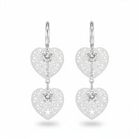 Urthn Stylish Double Heart Drop Silver Plated Earrings for Women(Pack of 3)