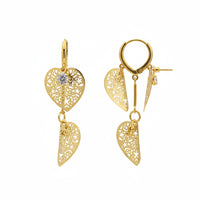 Urthn Stylish Double Heart Drop Gold Plated Earrings for Women(Pack of 3)