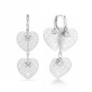 Urthn Stylish Double Heart Drop Silver Plated Earrings for Women(Pack of 3)