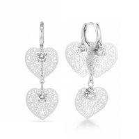 Urthn Stylish Double Heart Drop Silver Plated Earrings for Women(Pack of 3)