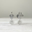 Urthn Stylish Double Heart Drop Silver Plated Earrings for Women(Pack of 3)