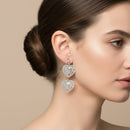 Urthn Stylish Double Heart Drop Silver Plated Earrings for Women(Pack of 3)