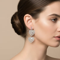 Urthn Stylish Double Heart Drop Silver Plated Earrings for Women(Pack of 3)