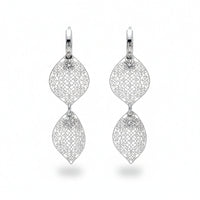 Urthn Stylish Double Leaf Drop Silver Plated Earrings for Women(Pack of 3)