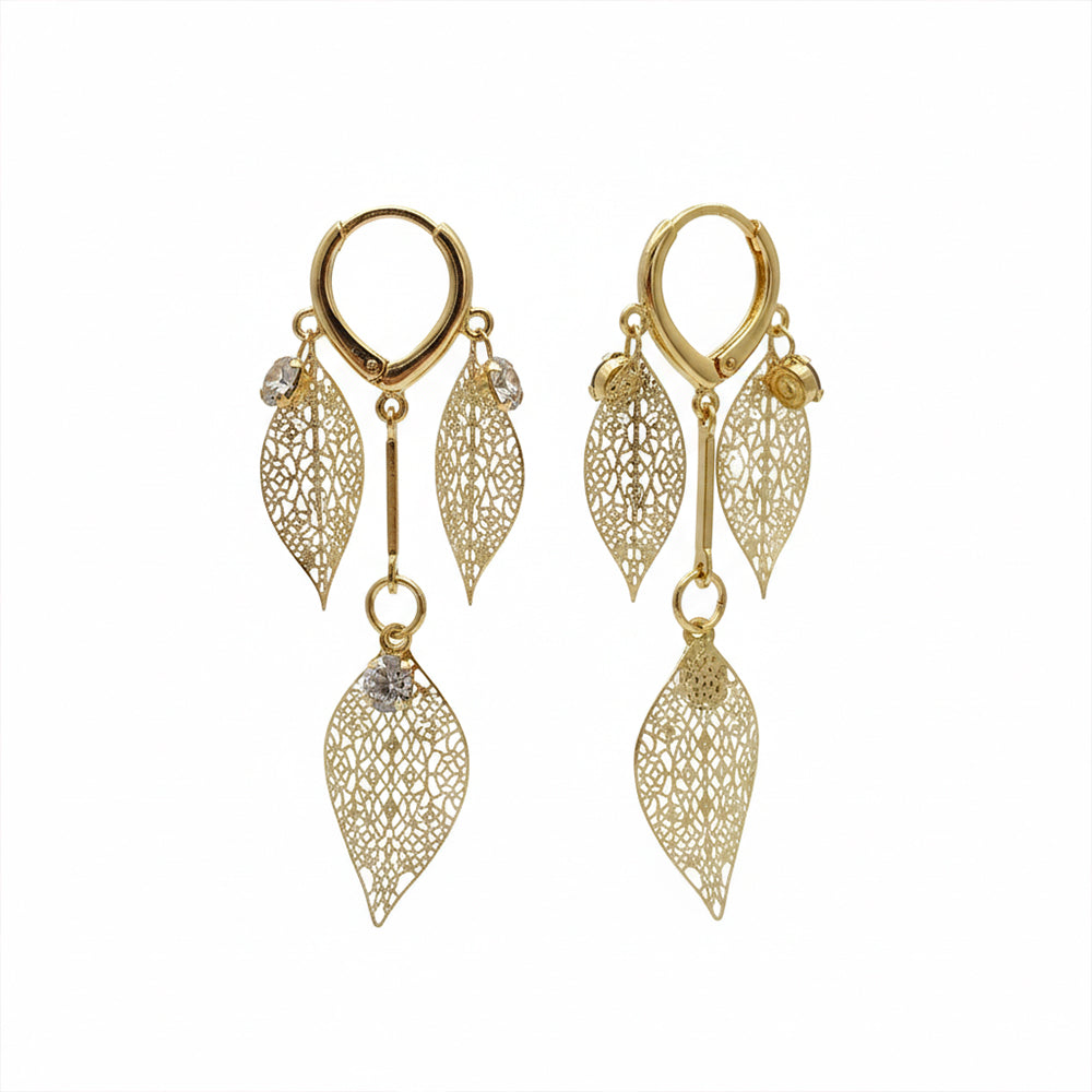 Urthn Stylish Double Leaf Drop Silver Plated Earrings for Women(Pack of 3)