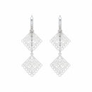 Urthn Stylish Double Square Drop Silver Plated Earrings for Women(Pack of 3)