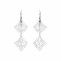 Urthn Stylish Double Square Drop Silver Plated Earrings for Women(Pack of 3)