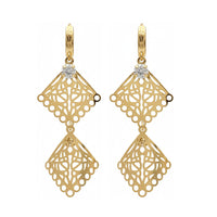 Urthn Stylish Double Square Drop Gold Plated Earrings for Women(Pack of 3)