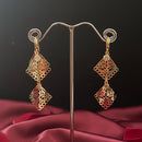 Urthn Stylish Double Square Drop Gold Plated Earrings for Women(Pack of 3)