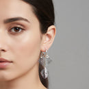 Urthn Stylish Double Square Drop Silver Plated Earrings for Women(Pack of 3)