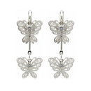 Urthn Stylish Double Butterfly Drop Silver Plated Earrings for Women(Pack of 3)