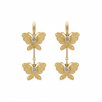 Urthn Stylish Double Butterfly Drop Gold Plated Earrings for Women(Pack of 3)