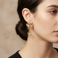 Urthn Stylish Double Butterfly Drop Gold Plated Earrings for Women(Pack of 3)