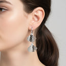 Urthn Stylish Double Flroal Drop Silver Plated Earrings for Women(Pack of 3)