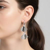 Urthn Stylish Double Flroal Drop Silver Plated Earrings for Women(Pack of 3)