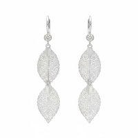 Urthn Stylish Double Leaf Drop Silver Plated Earrings for Women(Pack of 3)