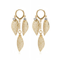 Urthn Stylish Double Leaf Drop Gold Plated Earrings for Women(Pack of 3)