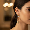 Urthn Stylish Double Leaf Drop Gold Plated Earrings for Women(Pack of 3)