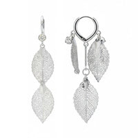 Urthn Stylish Double Leaf Drop Silver Plated Earrings for Women(Pack of 3)